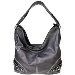 Oversized Black Faux Leather Shoulder Bag Large Tote Purse 19x14 Hobo Slouchy